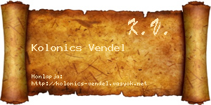 Kolonics Vendel névjegykártya